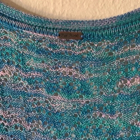 Free People Knit Marbled Blue Pink Midi Dress Size XS - Picture 7 of 9